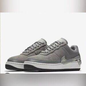 Nike AF1 Gray Velvet Sneakers with Metallic Details